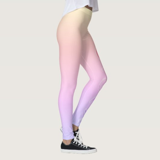 Abstracte kunstschildpad met gele roze handtekenin leggings (Rechts)