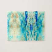 Abstracte kunstschildpad roomblauw puzzel legpuzzel (Horizontaal)