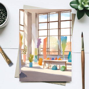 Abstracte Kunststudio   Helder Luchtig Aquarel Briefkaart