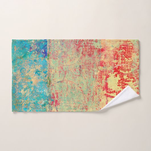 Abstracte kunsttextuur schilderen Turquoise Red Gr Bad Handdoek (Handdoek)