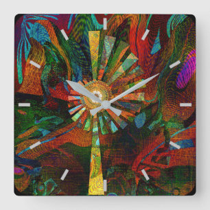 Abstracte kunstwandklok vierkante klok