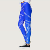 Abstracte kunstwerken met heldere blauwe lijncirke leggings (Links)