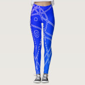 Abstracte kunstwerken met heldere blauwe lijncirke leggings (Voorkant)