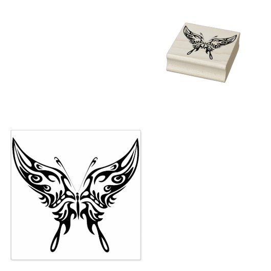abstracte kunstzegel op basis van stamhout vlinder 	rubberstempel (Gestempeld)