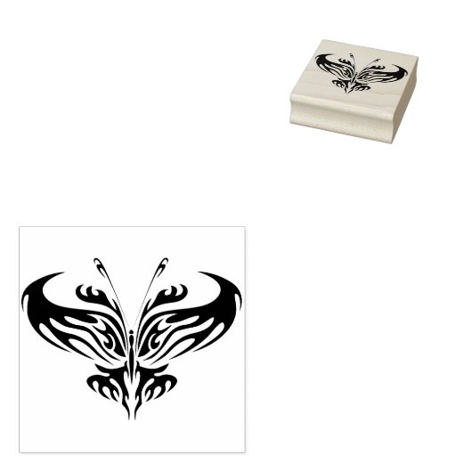 abstracte kunstzegel op basis van stamhout vlinder rubberstempel (Gestempeld)