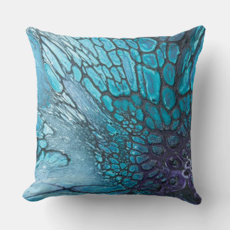 Abstracte kussenhoes in blauw en groen kussen