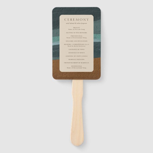 Abstracte kust chique moderne bruiloft handwaaier (Voorkant)