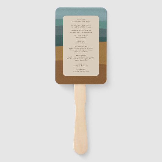 Abstracte kust chique moderne bruiloft handwaaier (Achterkant)