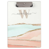 Abstracte kustWaterverf met naam en monogram Klembord (Voorkant)