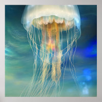 Abstracte kwallen in de zee in het Poster