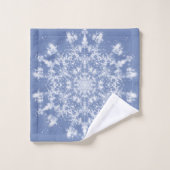 Abstracte Lacy Fractal Snowflake op blauwe achterg Bad Handdoek (Wasdoekje)