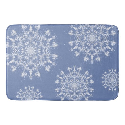 Abstracte Lacy Fractal Snowflake op blauwe achterg Badmat (Voorkant)