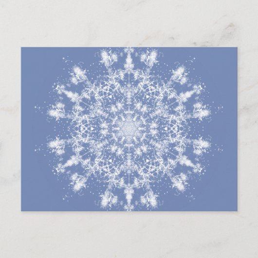 Abstracte Lacy Fractal Snowflake op blauwe achterg Feestdagenkaart (Voorkant)