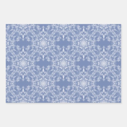 Abstracte Lacy Fractal Snowflake op blauwe achterg Inpakpapier Vel (Voorkant 3)