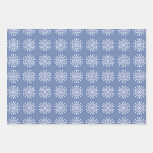 Abstracte Lacy Fractal Snowflake op blauwe achterg Inpakpapier Vel (Voorkant 2)