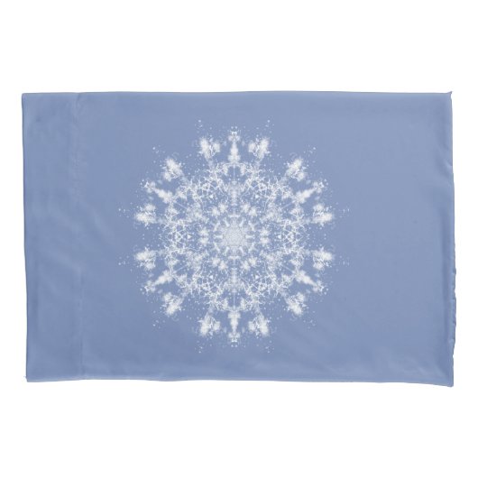 Abstracte Lacy Fractal Snowflake op blauwe achterg Kussensloop (Voorkant)