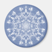 Abstracte Lacy Fractal Snowflake op blauwe achterg Magneet (Voorkant)