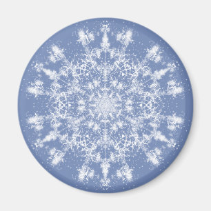 Abstracte Lacy Fractal Snowflake op blauwe achterg Magneet
