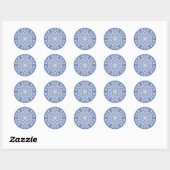Abstracte Lacy Fractal Snowflake op blauwe achterg Ronde Sticker (Vel)