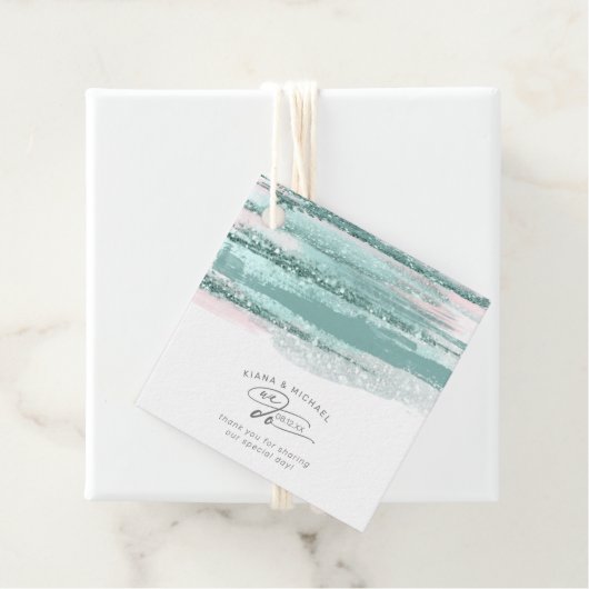 Abstracte lagen verven We maken dank u Blauwgroen  Bedankjes Labels (In situ)