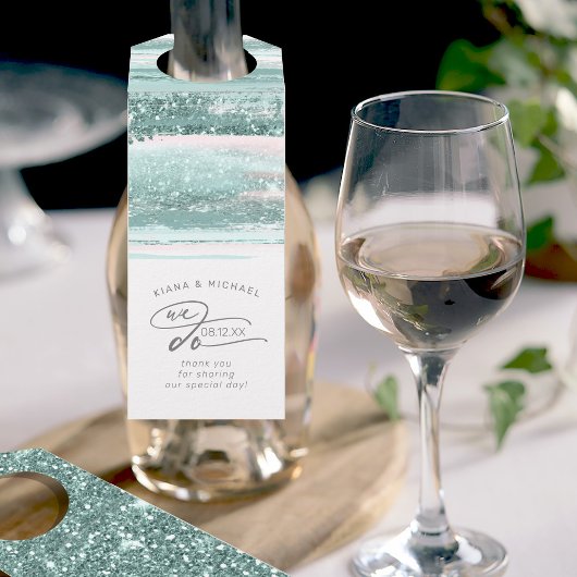 Abstracte lagen verven We maken dank u Blauwgroen Flessenhanger