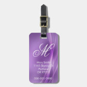 Abstracte lampjes Aangepast monogram Paars Bagagelabel (Voorkant verticaal)