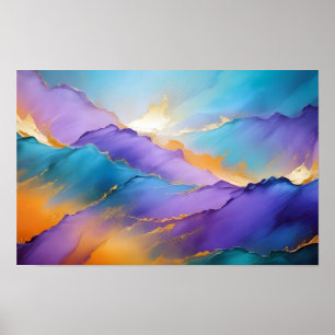 Abstracte Landschap Bergen Natuur Achtergrond Kuns Poster