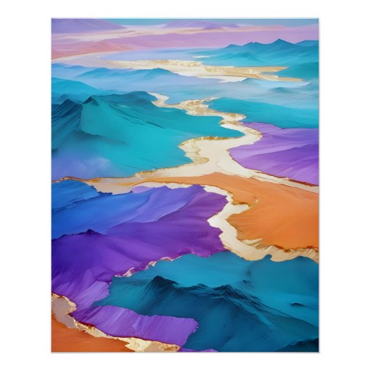 Abstracte Landschap Bergen Valley Natuur landschap Perfect Poster (Voorkant)