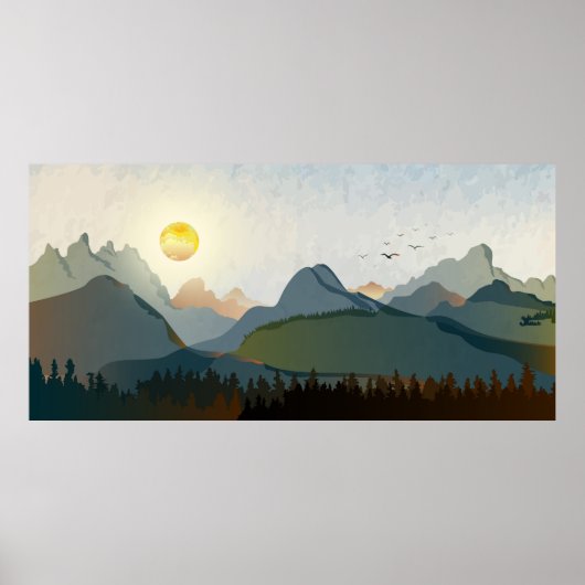 Abstracte landschapshellingen poster (Voorkant)