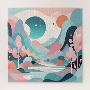 Abstracte landschapskunst legpuzzel