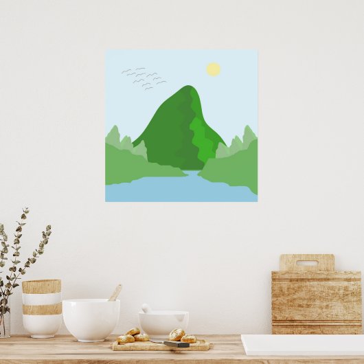 abstracte landschapskunst poster (Keuken)