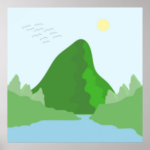 abstracte landschapskunst poster