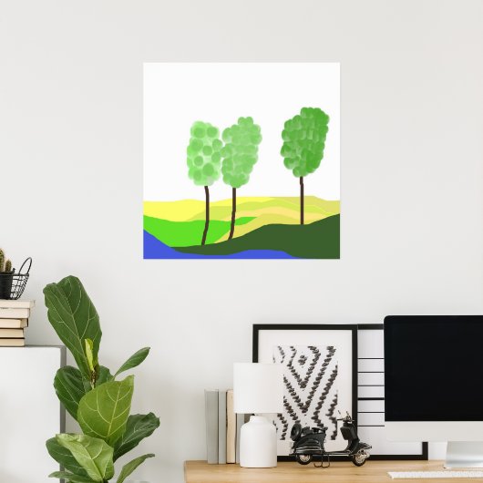 abstracte landschapskunst poster (Thuiskantoor)