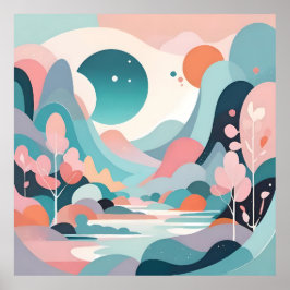 Abstracte landschapskunst poster