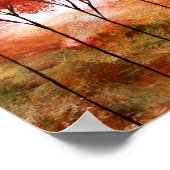 Abstracte landschapskunst, Red Skinny Trees Autumn Poster (Hoek)