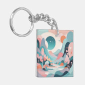 Abstracte landschapskunst sleutelhanger (Voorkant Links)