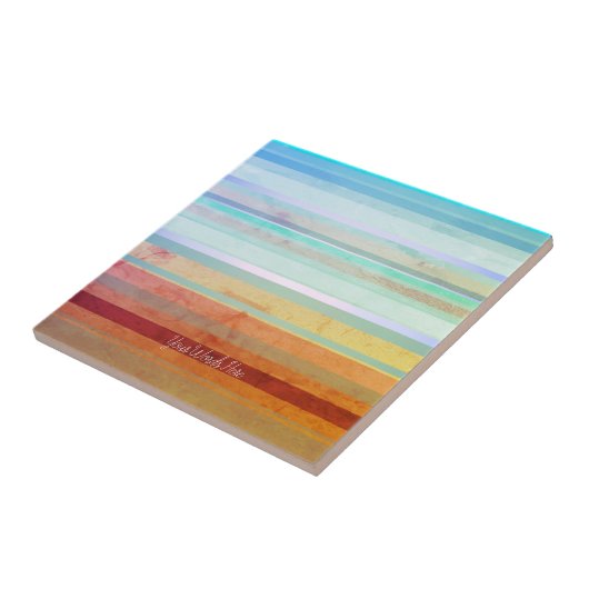 Abstracte landschapsstrepen & uw woorden tegeltje (Zijkant)