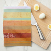 Abstracte landschapsstrepen & uw woorden theedoek (Quarter Fold)