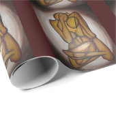 Abstracte langwerpige hedendaagse kunst in ochre e cadeaupapier (Rol Hoek)