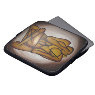 Abstracte langwerpige hedendaagse kunst in ochre e laptop sleeve
