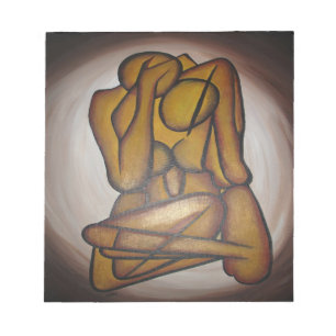 Abstracte langwerpige hedendaagse kunst in ochre e notitieblok