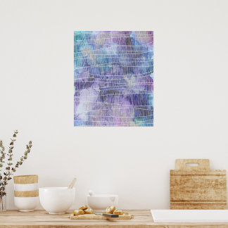 Abstracte lavendel alcoholinkt met fijne lijnen poster