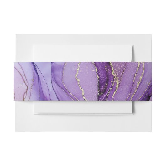 Abstracte lavender Gold Wedding Uitnodigingen Wikkel (Voorkant Voorbeeld)