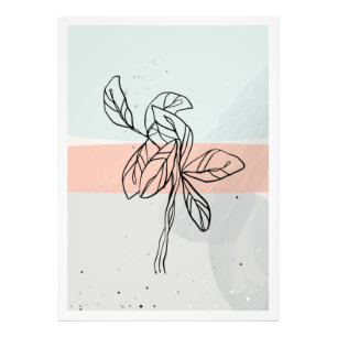 Abstracte Leaves Line Art Foto Afdruk