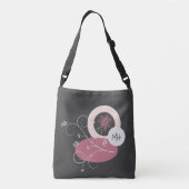  Abstracte lederen grijze/roze Canvas tas (Achterkant)