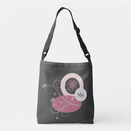  Abstracte lederen grijze/roze Canvas tas (Achterkant)