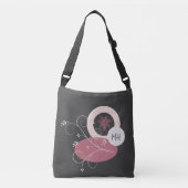  Abstracte lederen grijze/roze Canvas tas (Voorkant)