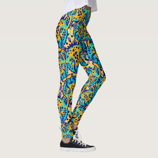 abstracte leggings levendig tijgerkoppatroon (Rechts)