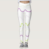Abstracte Leggings met Paarse en kalkgroene vierka (Voorkant)