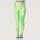 Abstracte Leggings Ontwerp in Geel, Groen en Paars (Voorkant)